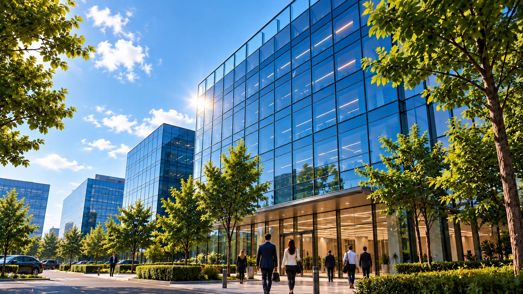 Contemporary business property with regular tenant and visitor circulation
