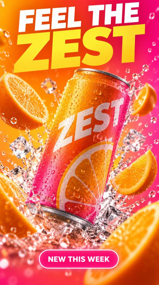 Bright drinks advert on the 23.8-inch screen